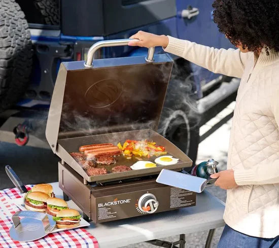 17" Commercial Grill: 60,000 BTU Heat + Cast Iron Griddle for Heavy-Duty Culinary Feats