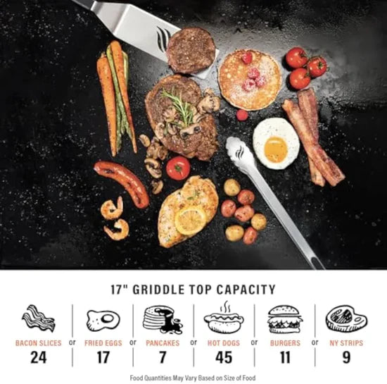 17" Commercial Grill: 60,000 BTU Heat + Cast Iron Griddle for Heavy-Duty Culinary Feats