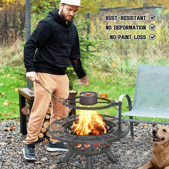 Convertible Fire Pit with Detachable Grill – 2-in-1 Versatility, Ideal for Camping & BBQs
