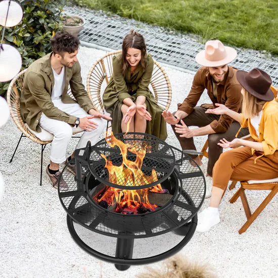 Convertible Fire Pit with Detachable Grill – 2-in-1 Versatility, Ideal for Camping & BBQs