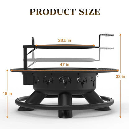 Convertible Fire Pit with Detachable Grill – 2-in-1 Versatility, Ideal for Camping & BBQs