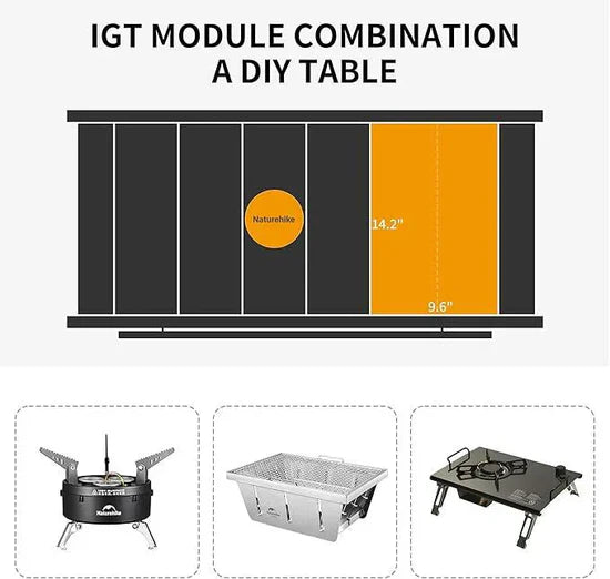 Lightweight Aluminum Camping Table: All-in-One with Built-in Stove, Foldable for Adventures