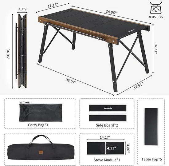 Lightweight Aluminum Camping Table: All-in-One with Built-in Stove, Foldable for Adventures