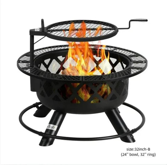 Convertible Fire Pit with Detachable Grill – 2-in-1 Versatility, Ideal for Camping & BBQs