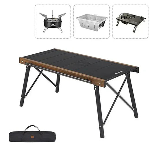 Lightweight Aluminum Camping Table: All-in-One with Built-in Stove, Foldable for Adventures